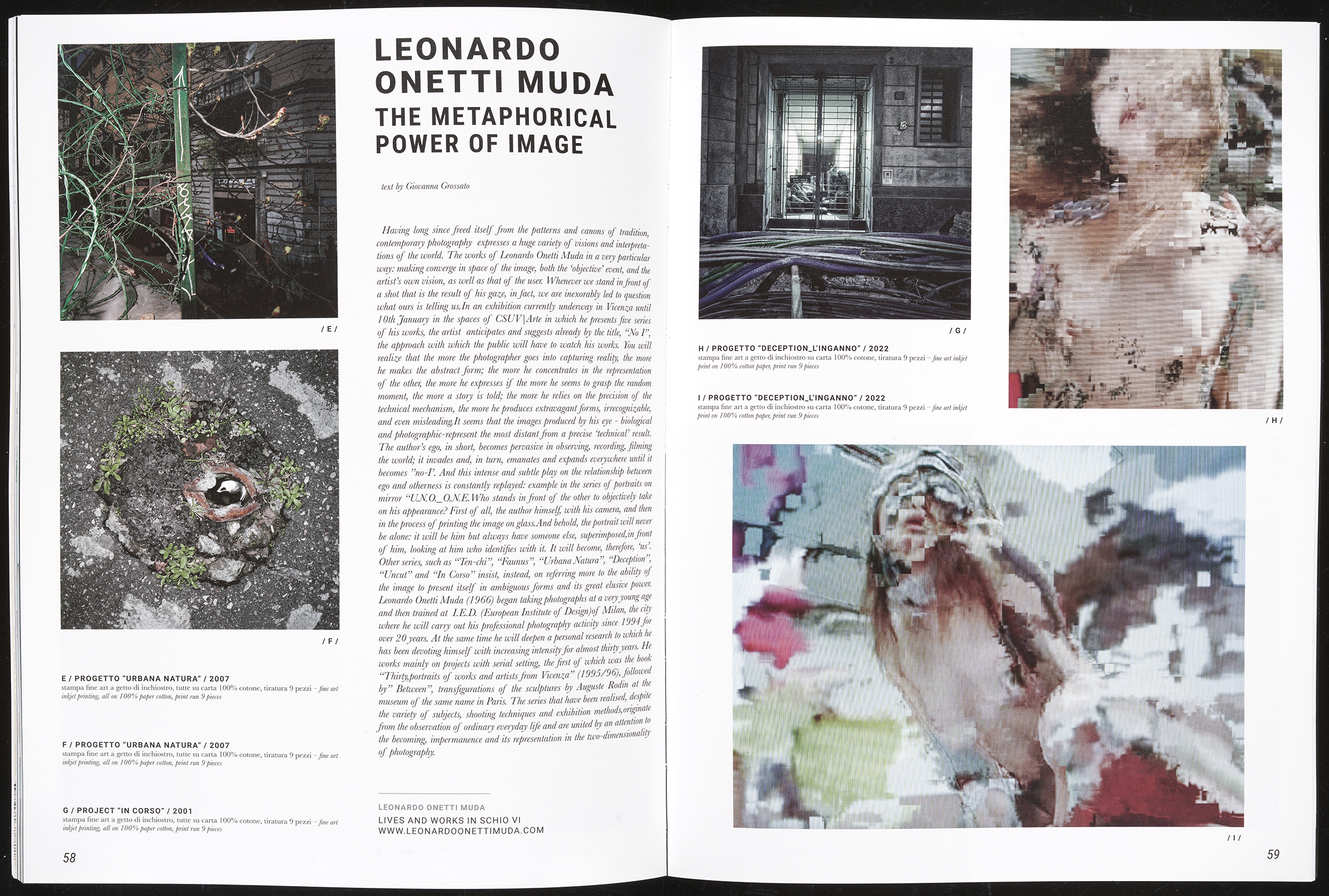 article published in AreaArte no. 50 winter/winter 2024 - 2025 text by Giovanna Grossato entitled "The metaphorical power of the image" in the work of Leonardo Onetti Muda